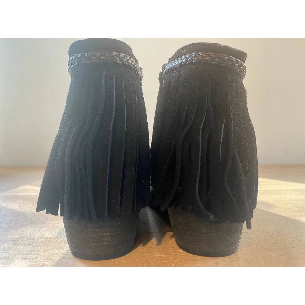 Corkys Arcadia Fringe Braided Trim‎ Black Women Size 10 Ankle Boots NWOT